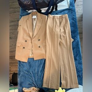 Wilfred Aritzia tan suit set size 4